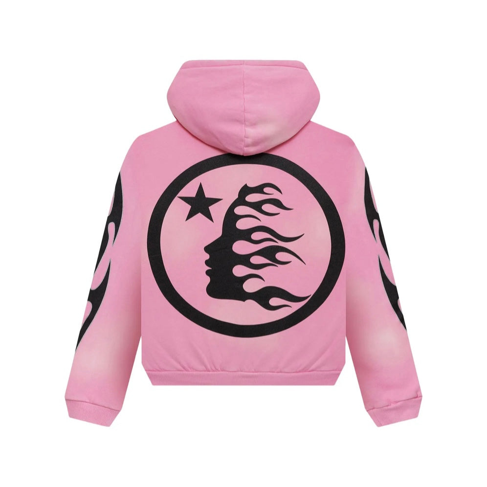 HellStar Pink Sports Flame Zip Up Hoodie