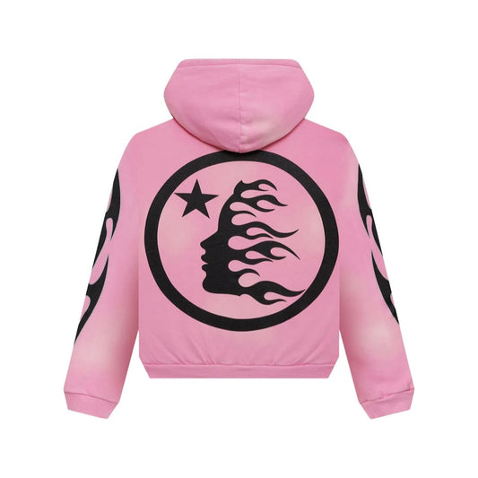 HellStar Pink Sports Flame Zip Up Hoodie